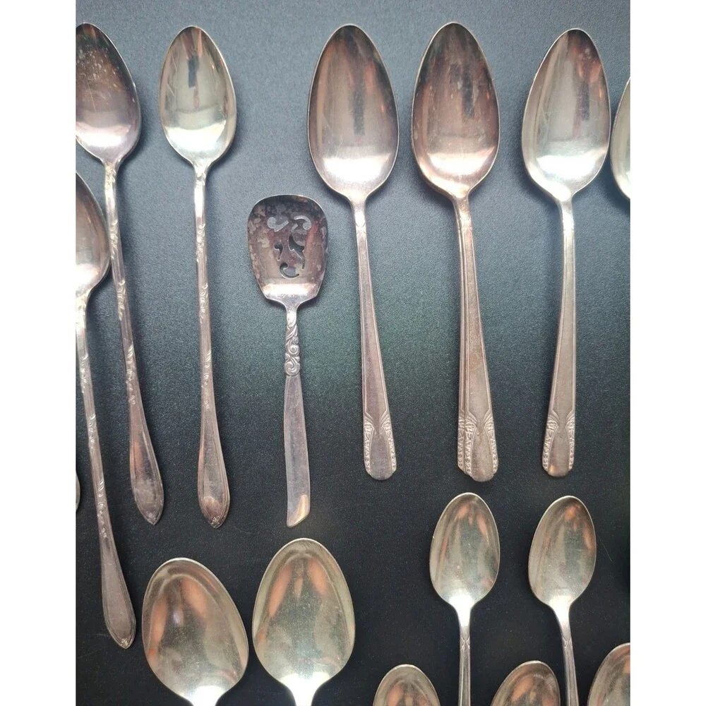 Vintage Lot of 31 Silverplate Spoons New England Silverplate WM Rogers South Sea
